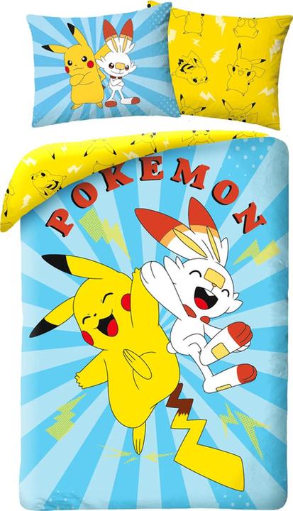 Immagine prodotto MCU Biancheria da letto Pokemon Pikachu Hopplo - morbido cotone - 140 x 200 cm