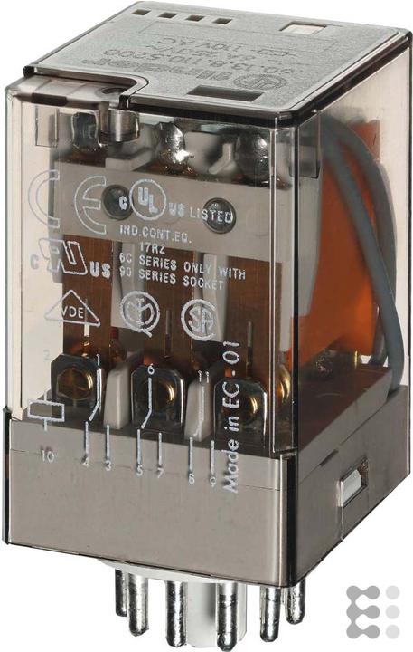 Actual product image Finder Series 60 - Industrial relays, Undecal, 110 VAC, 3 contacts Pushbutton + display