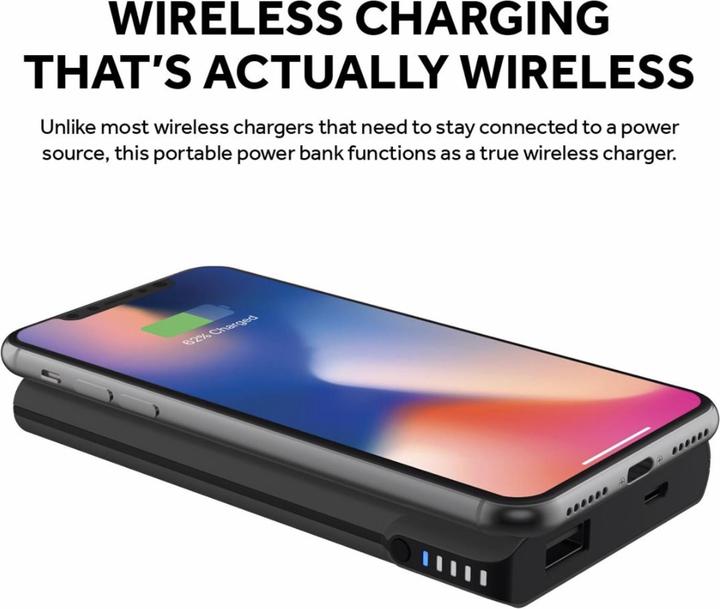 Actual product image Griffin Wireless Charging Power Bank USB-A/ USB-C Port Black (5000 mAh, 10 W)