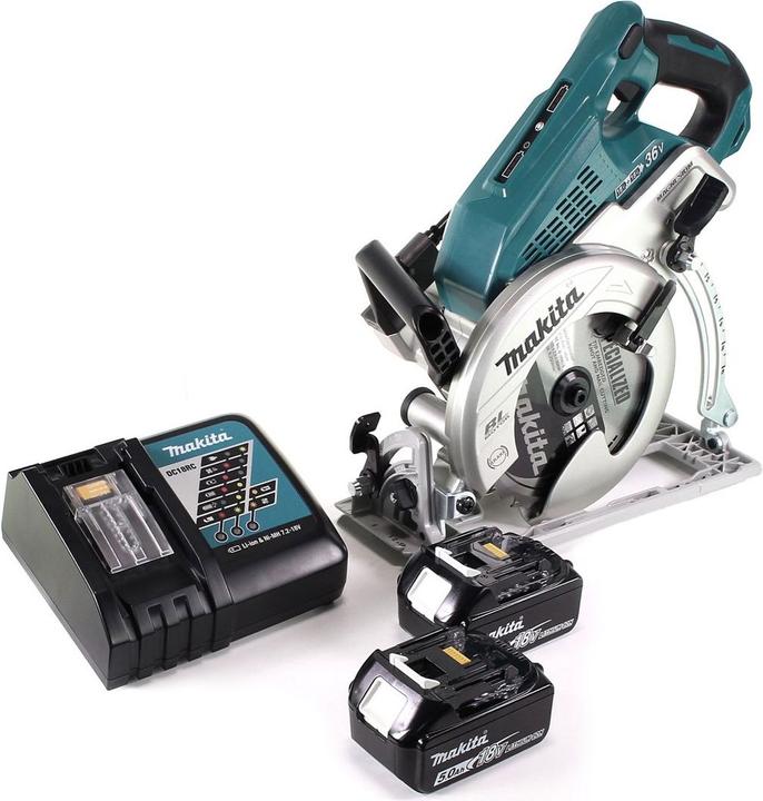Actual product image Makita DRS 780 RT Battery hand-held circular saw 36V ( 2x18V ) 185 mm Brushless + 2x battery 5.0Ah +