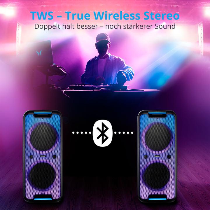 Produktbild Medion P61080 party sound system partyspeakers incl. microfoon, karaoke, oplaadbare batterij, Bluetooth, ec (4 h, Netzbetrieb)
