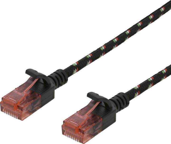 Produktbild Deltaco Tough Slim CAT.6A U/UTP Patch Cable 28AWG 3.8mm 0.5m Black (U/UTP, CAT6a, 0.50 m)