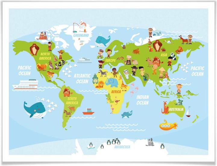 Produktbild Trenddeko Lustige Kinder Weltkarte (120 x 100 cm)