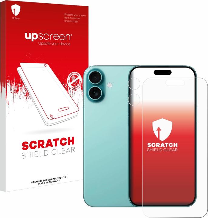 upscreen Schutzfolie Displayschutz Displayschutzfolie Folie Klar Transparent (1 Stück, Apple iPhone 16 Plus)