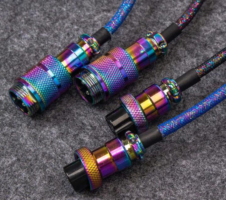 Actual product image Keychron Key RB Premium Coiled Cable Black Angled Cab-7