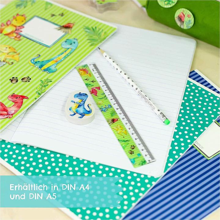 Immagine prodotto Papierdrachen Set di 4 quaderni DIN A5 - Dino (VE 4) (A5, Quadretti, Nessuna rilegatura)