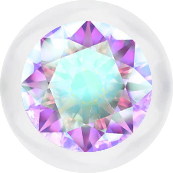 Actual product image Star Piercing Transparent ball with multicolour crystal (Bioflex without brass, without brass 316L surgical steel)