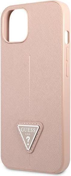 Image du produit Guess GUHCP13SPSATLP iPhone 13 mini 5.4 pouces Rouge/Rose Hard Case SaffianoTriangle Logo (Apple iPhone 13 mini)