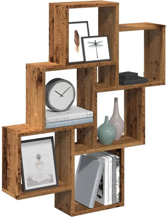 Produktbild VidaXL Würfelregal Wandregal Hängeregal Bücherregal Schweberegal Altholz-Optik (78 x 15 x 93 cm)