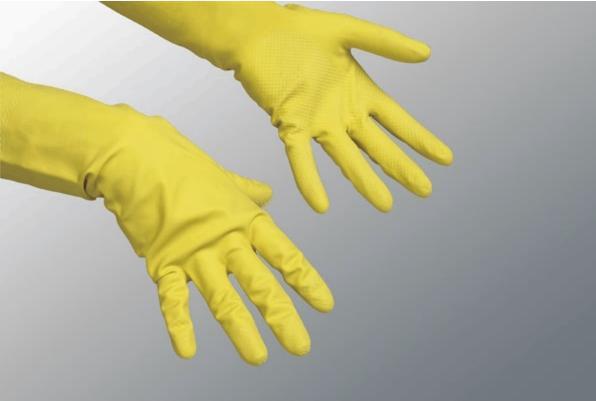 Produktbild Vileda Gummihandschuh Contract S Naturlatex gelb 2 St./Pack. (S)