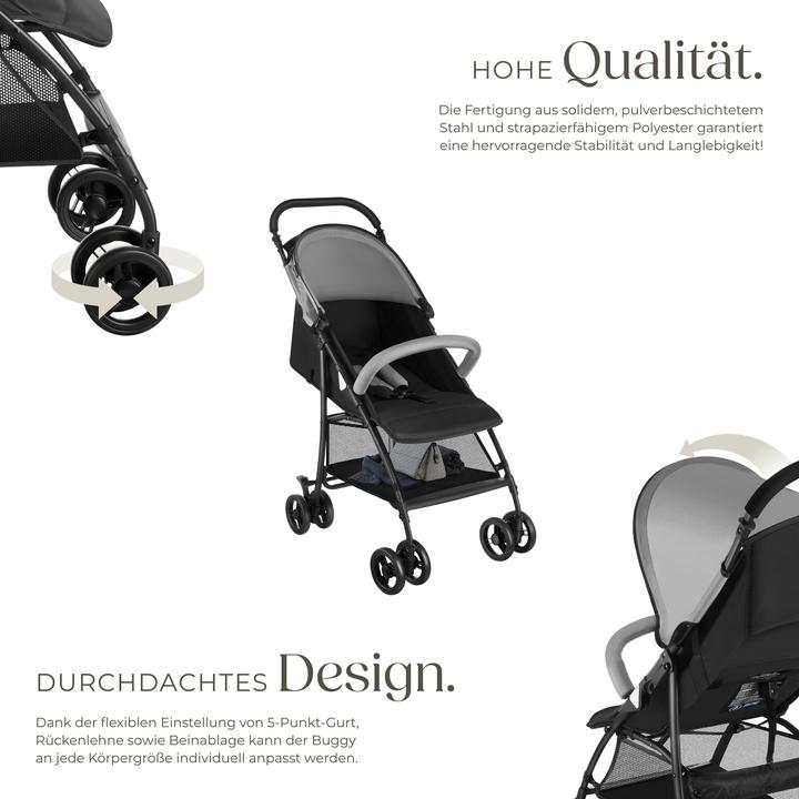 Produktbild tectake Buggy-Kinderwagen Emma, klappbar, 5-Punkt-Gurt, mit Bremse