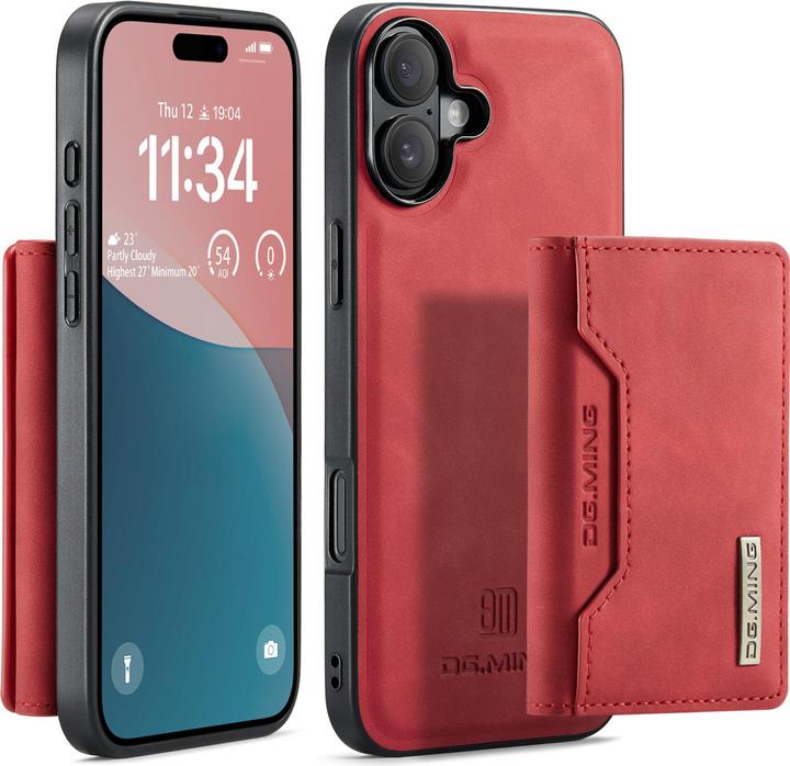 Actual product image Dg.Ming iPhone 13 - Etui, Leder-Optik, Kartenfach & Magnetverschluss, Rot (Apple iPhone 13)