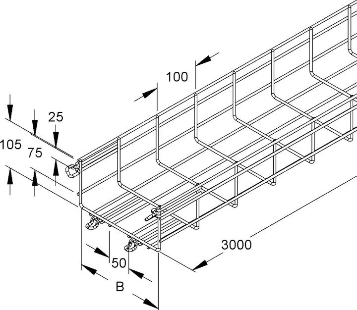 Produktbild Niedax NIE MTC 105.500 F Gitterrinne U-form m.angeschw. Verb.105x500x3000mm CITO Sta