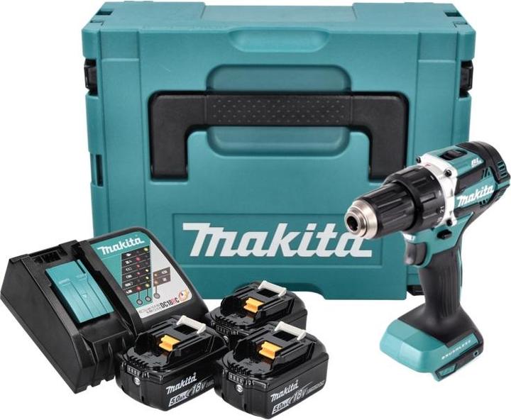 Immagine prodotto Makita Trapano avvitatore a batteria DDF 484 RT3J 18 V 54 Nm brushless + 3x batteria 5,0 Ah + caricatore + (Batteria ricaricabile)