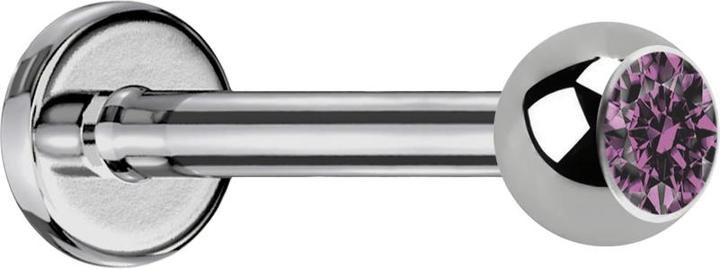 Actual product image Star Piercing Labret silver with ball crystal light purple (without brass, Titanium G23)