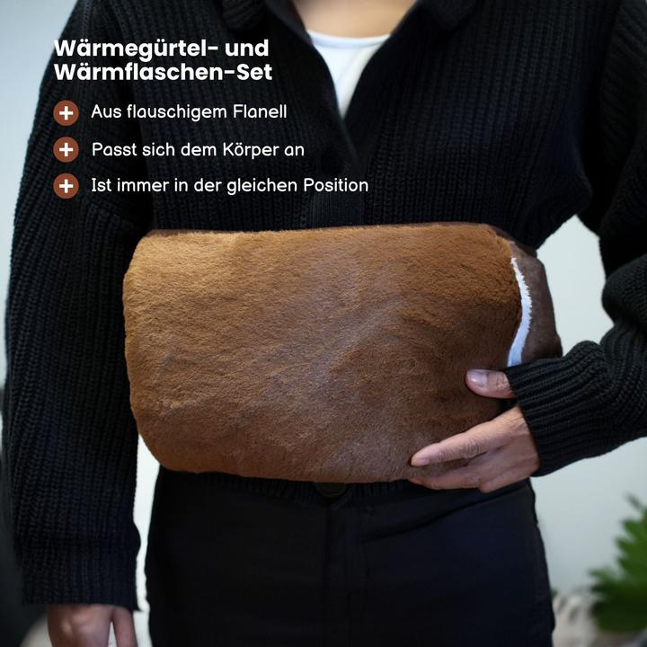 Immagine prodotto Hermex Set di cintura riscaldante e borsa dell'acqua calda Scaldamani Scaldapancia Bottiglia dell'acqua (0.80 l)