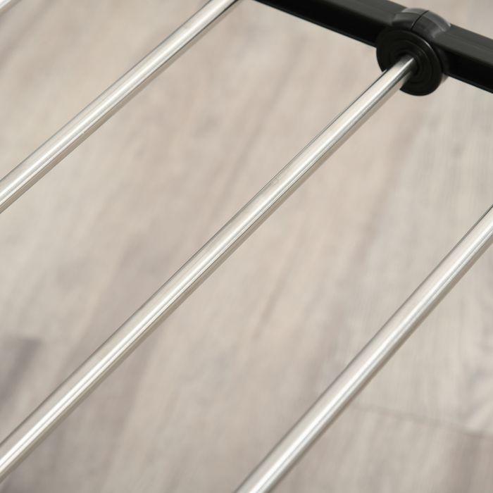 Actual product image Swisshandel24 Folding clothes horse with telescopic poles, stainless steel 138.5x63x208cm
