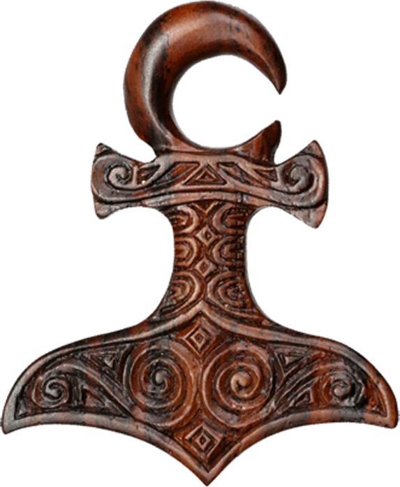 Produktbild Star Piercing Ohrgewicht Haken Thors Hammer aus Narra Holz (ohne Messing, Organisch)