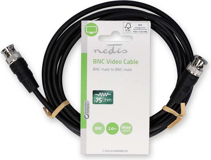 Immagine prodotto Nedis Cavo video BNC | Spina BNC | Spina BNC | Nichelato | 75 Ohm | 2,00 m | Rotondo | PVC | Schwa (75 dB, Cavi antenna)