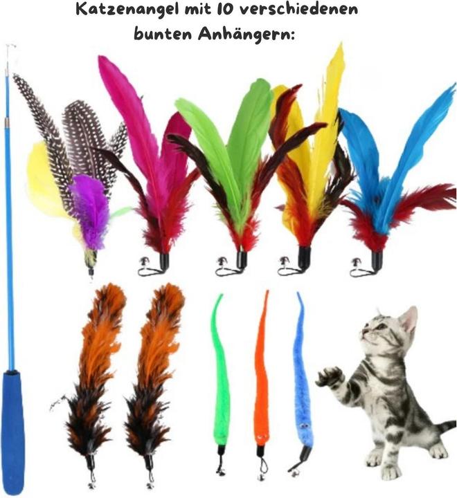 Produktbild Hermex Flauschige Katzenhöhle mit Katzenangel mit Federanhänger 10-tlg. (Katze)