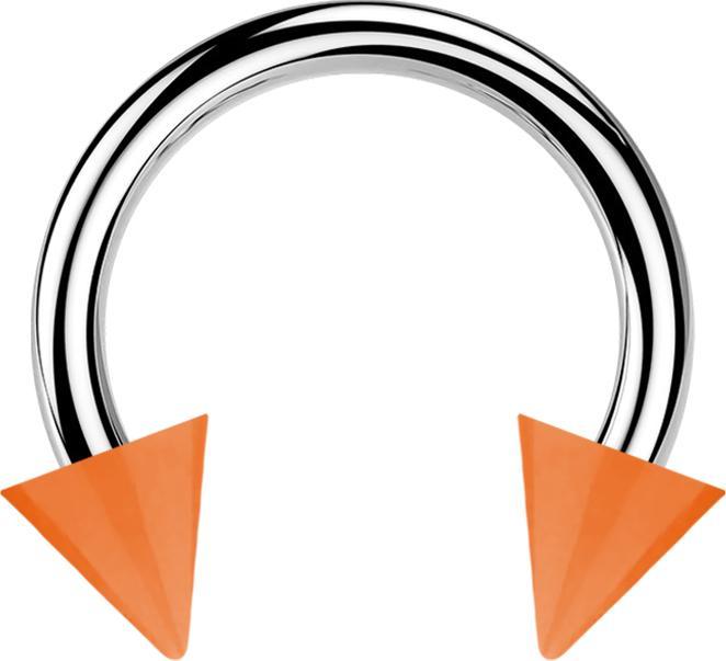 Star Piercing Micro Circular Barbell silber mit zwei Cones orange (Chirurgenstahl 316L, ohne Messing, Acryl)