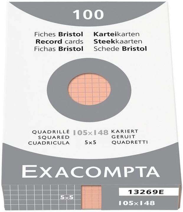 Produktbild Exacompta Karteikarten kariert orange, 100 (A6, 205 g/m², 100 x)