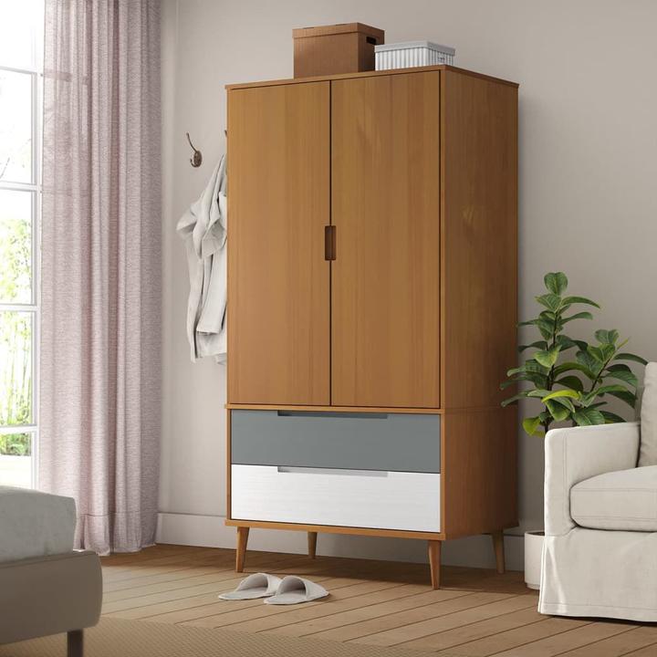 Produktbild VidaXL Kleiderschrank MOLDE Braun 90x55x175 cm Massivholz (90 x 55 x 175 cm)