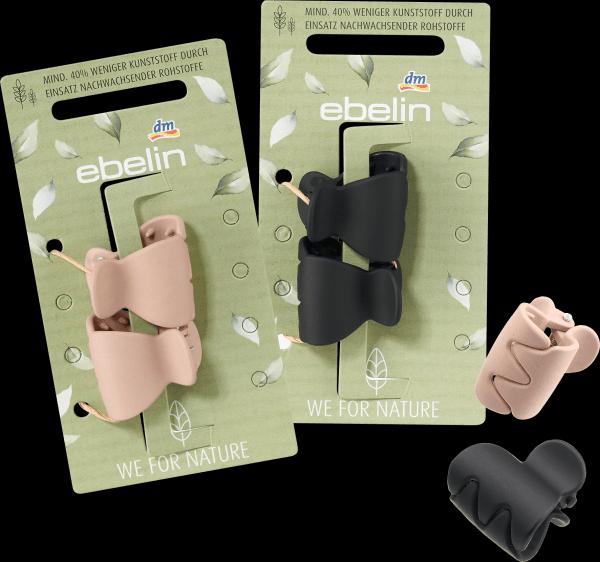 dm ebelin Haarklammern recycelt mini schwarz / rosa