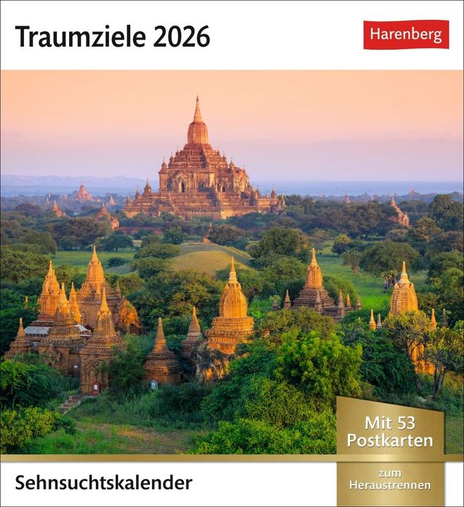 Actual product image Harenberg Traumziele Sehnsuchtskalender 2026 - Wochenkalender mit 53 Postkarten (German)