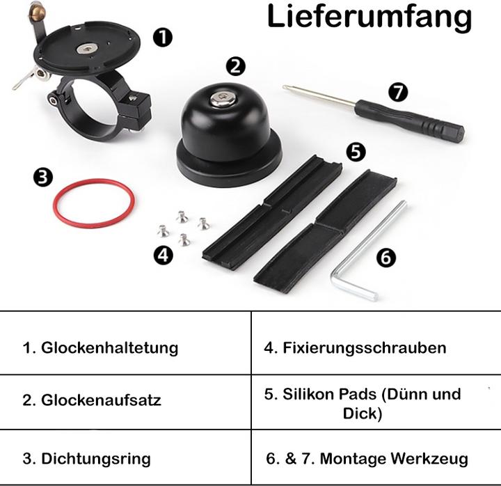 Actual product image Ueli Express Bicycle bell with integrated Apple AirTag compartment