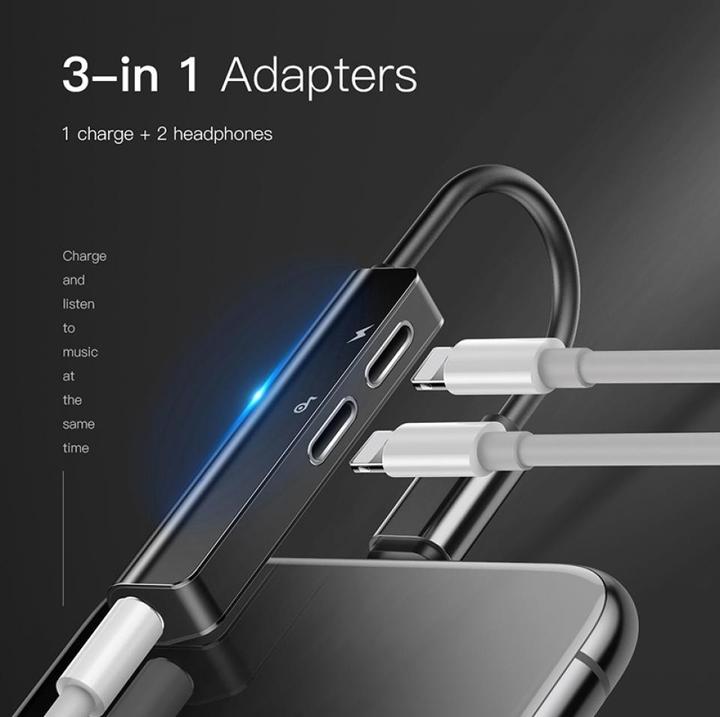 Actual product image Baseus L52 3-in-1 Adapter (Lightning, 3.5mm jack)