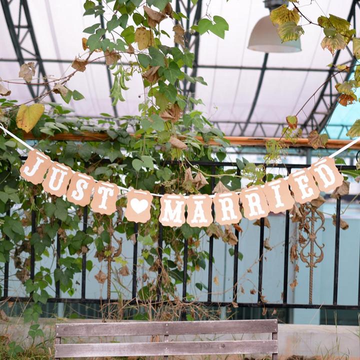 Produktbild Spruchband Just Married - Vintage