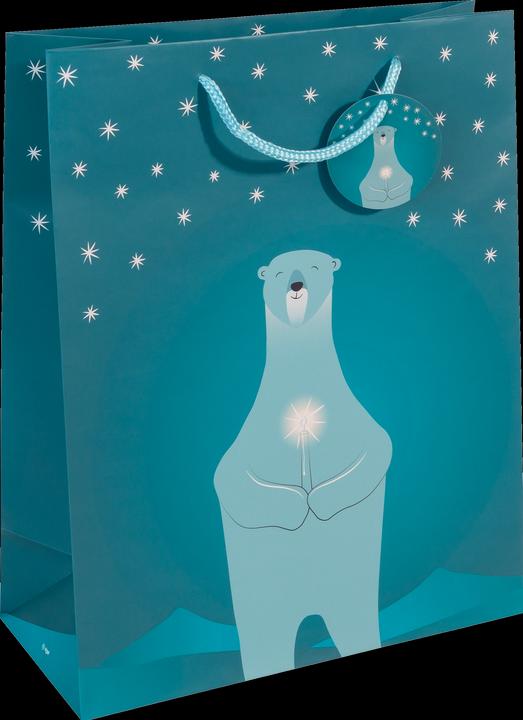 Produktbild Sigel Weihnachtsgeschenktüte ""Eisbär mit Kerze"", gross Geschenktüte aus Papier, 157 g/qm, Oberfl (Geschenktüte, 1 x)