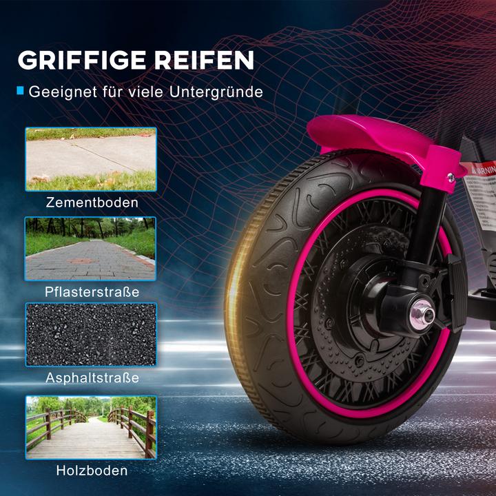 Immagine prodotto Swisshandel24 Moto elettrica per bambini, 2 ruote di allenamento rimovibili, 1,5-3 km/h, per 1,5-3 anni Rosa (6 V)