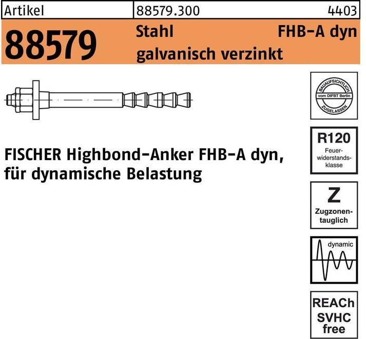 Actual product image Fischer Highbond anchor R 88579 dyn 16x125/50 galvanised steel (10 pcs.)