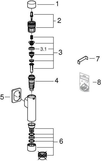 Actual product image Grohe Flush valve RONDO A.S. for WC 3/4inch integrated shut-off chrome