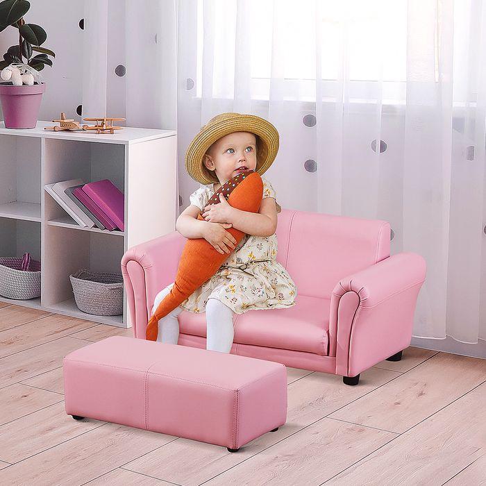 Actual product image Swisshandel24 Children's armchair with footstool pink, 83x42x41cm (Child armchair)
