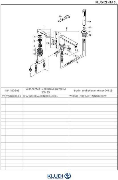 Immagine prodotto Kludi WF ZENTA SL u Elemento doccia a tre fori DN 15 chr