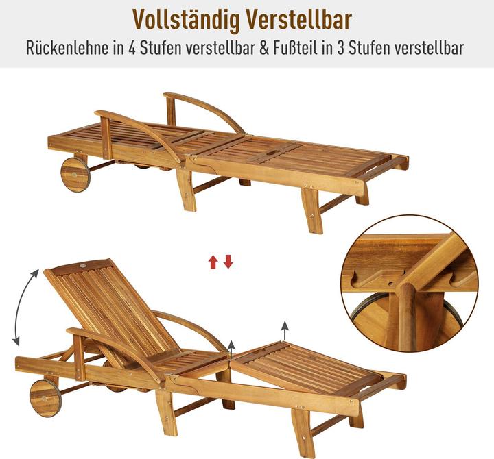 Actual product image Outsunny Folding garden deckchair made of fir wood (195 cm)