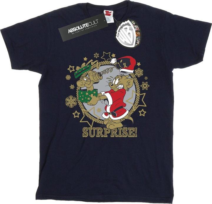 Actual product image Tom & Jerry Womens/Ladies Christmas Surprise Cotton Boyfriend T-Shirt (XL)