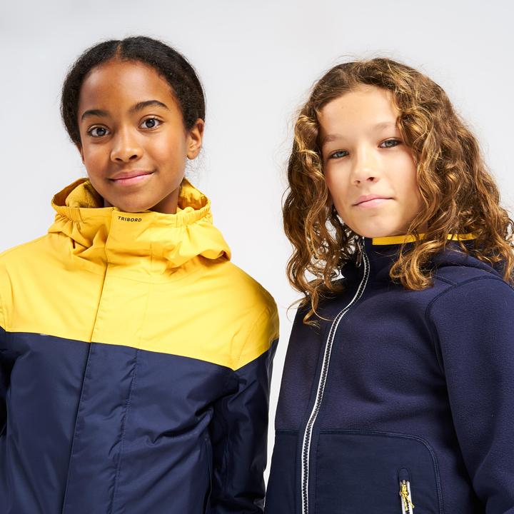 Actual product image Tribord Fleece jacket sailing children warm reversible 500 navy blue/yellow (100 C)