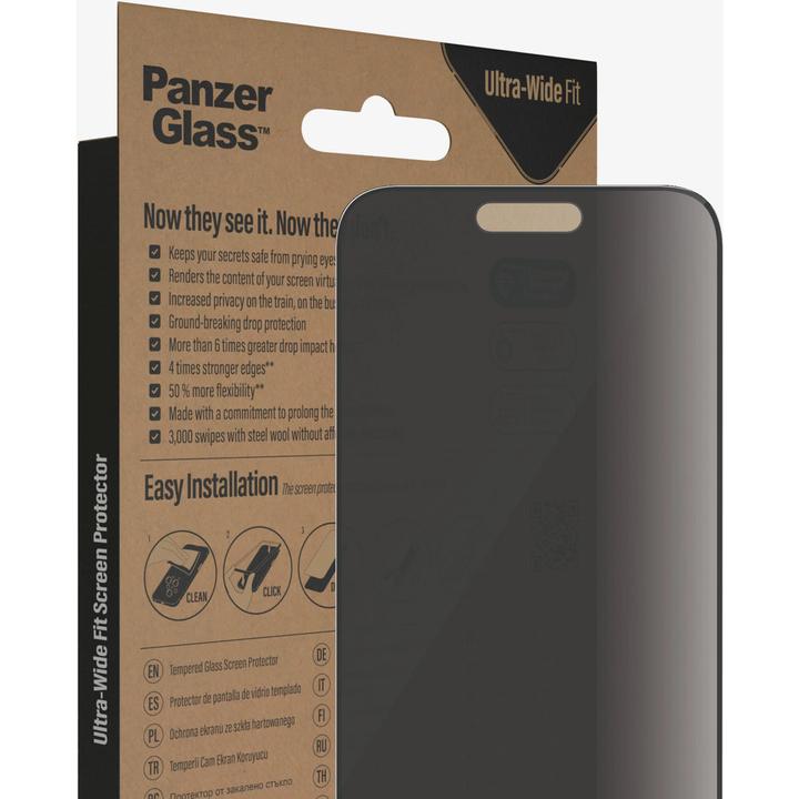 Actual product image PanzerGlass Screen Protector Ultra Wide Fit Privacy iPhone 14 Pro Max (1 Piece, Apple iPhone 14 Pro Max)