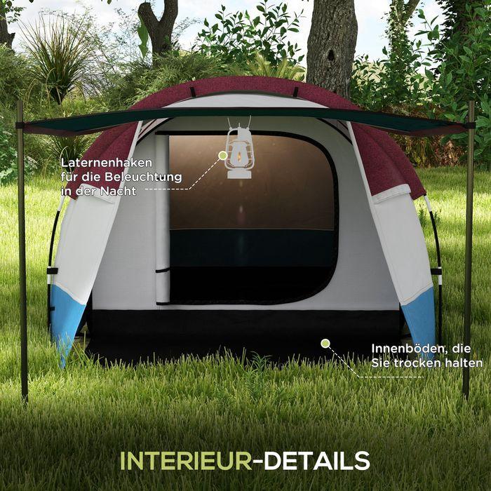 Immagine prodotto Swisshandel24 Campingzelt, Tunnelzelt für 3 Personen, mit Lichthaken, Vorzelt für Garten, rot (Tenda a tunnel, 3 persone)
