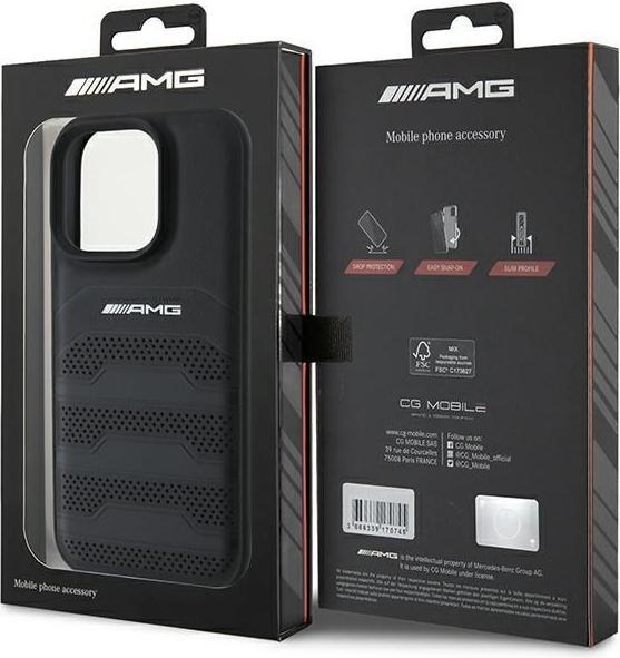 Image du produit Mercedes AMG AMHCP16LGSEBK iPhone 16 Pro 6.3" czarny/black hardcase cuir Debossed Lines Black Logo (Apple iPhone 16 Pro)