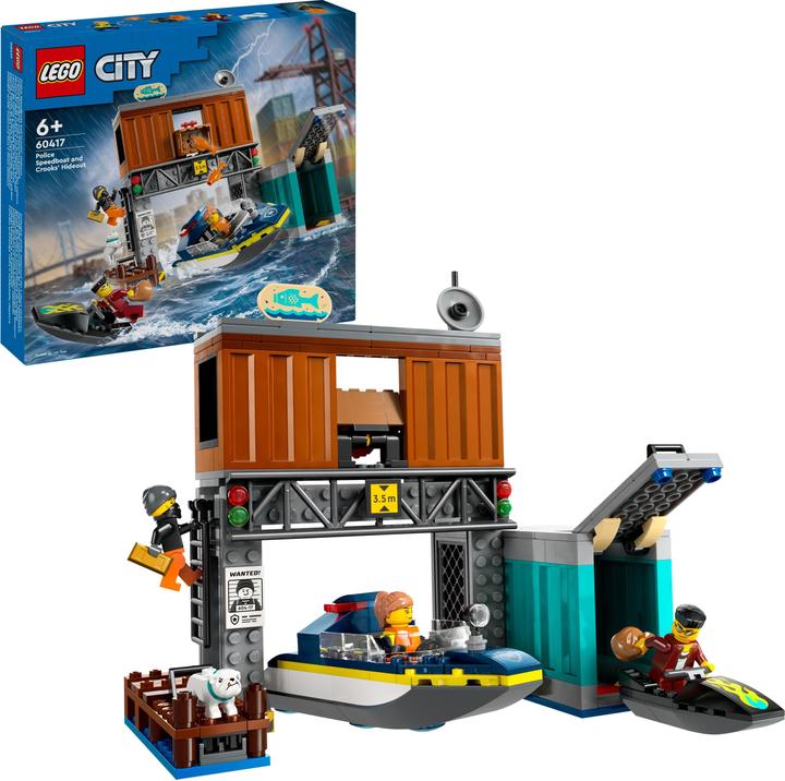 Productafbeelding LEGO Stad - Speedboot van de politie en schuilplaats van boeven (60417) (60417, LEGO Stad)
