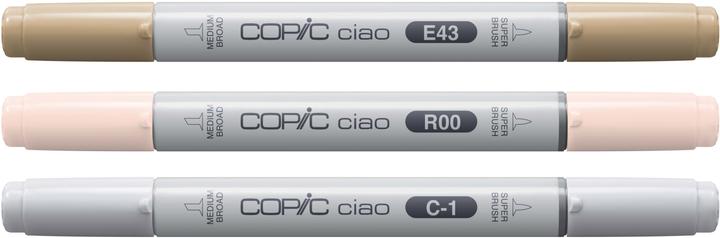 Actual product image Copic CIAO - Brand (C-1 Cool Gray No.1, E43 Dull Ivory, R00 Pinkish White, 6 mm, 3 x)