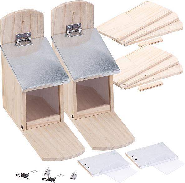 Produktbild Royal Gardineer 2er-Set Wetterfestes Futterhaus für Eichhörnchen, Metalldach, Bausatz