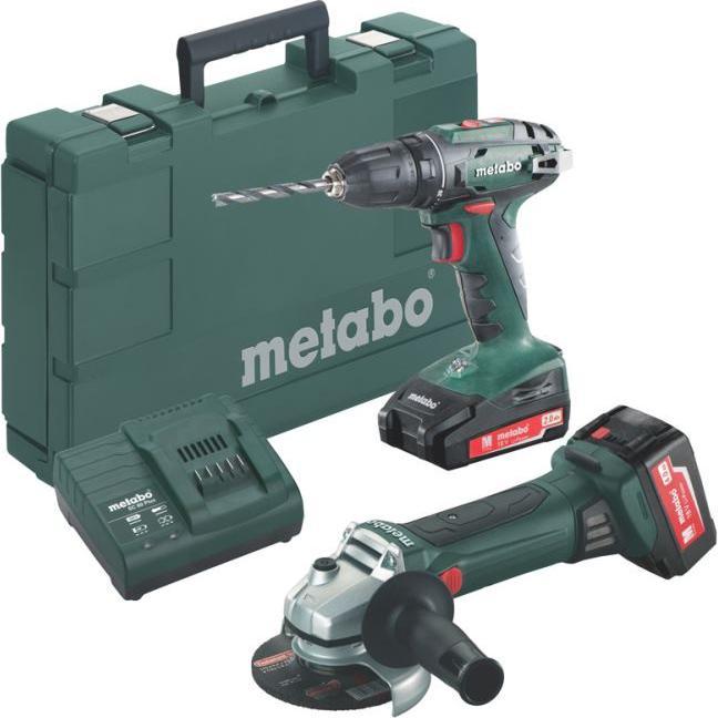 Immagine prodotto Metabo Set di batterie da 18V per trapano avvitatore a batteria BS 18 + smerigliatrice angolare W 18LTX125 (18 V)