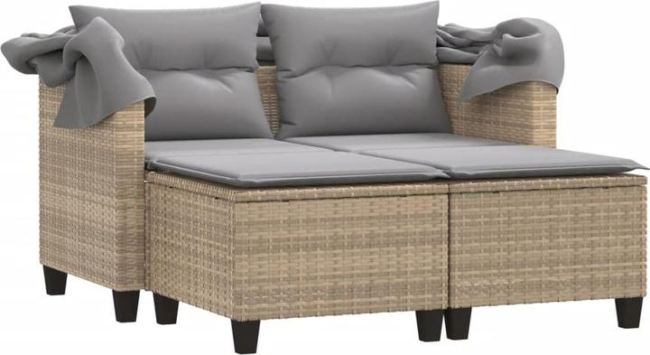 Actual product image VidaXL 2-seater garden sofa with roof and stools