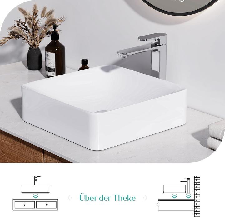 Produktbild Emke Aufsatzwaschbecken Kleines Waschbecken Rechteckig Waschplatz Handwaschbecken, Rechteckig Waschp (395 mm, 595 mm)